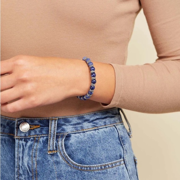 💙ALEX AND ANI💙Sodalite Beaded Bangle in Rafaelian Silver/Like New - Picture 6 of 6